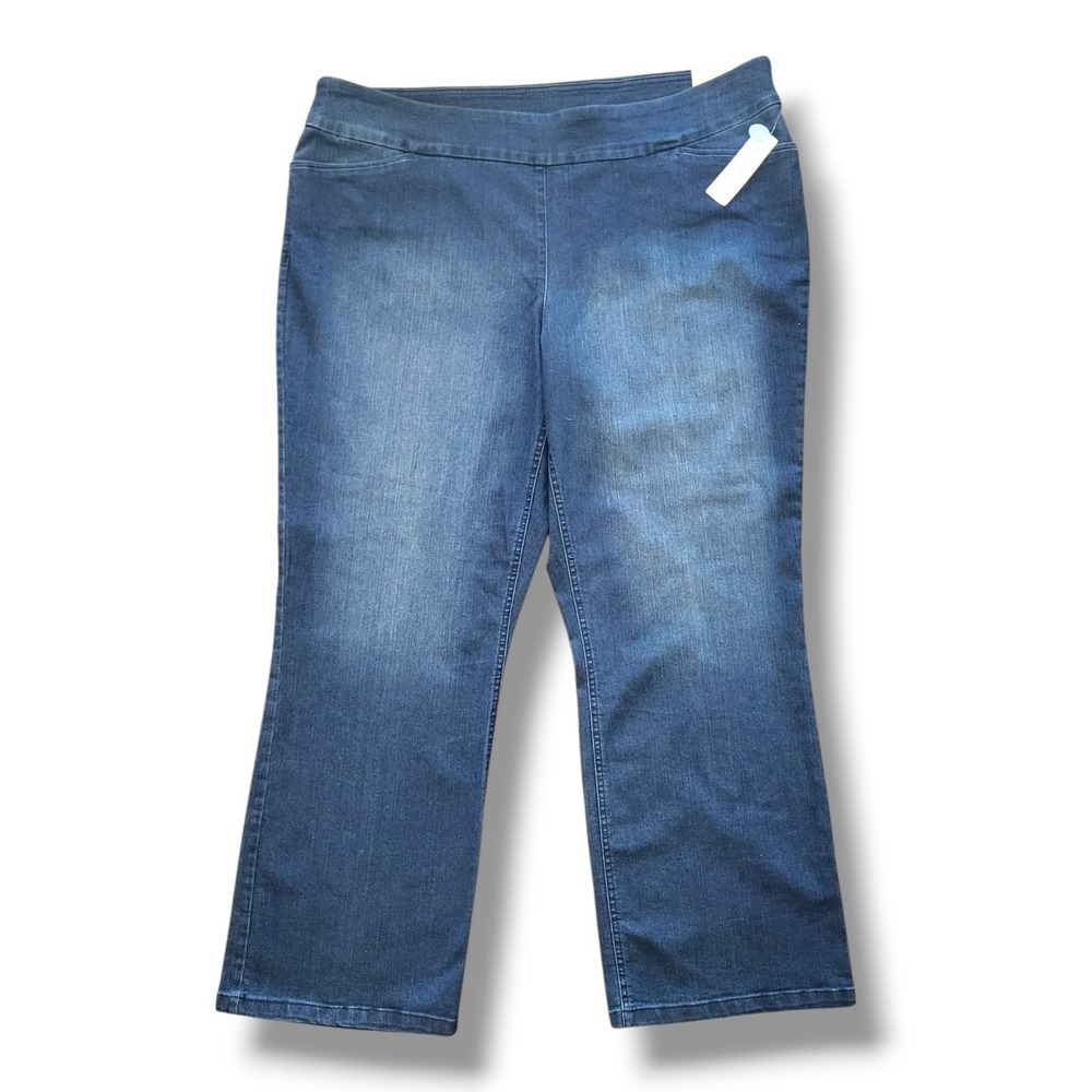 Westbound Woman Park Avenue Fit Jeans 24W R Dark Wash Pull On Bootcut NWT